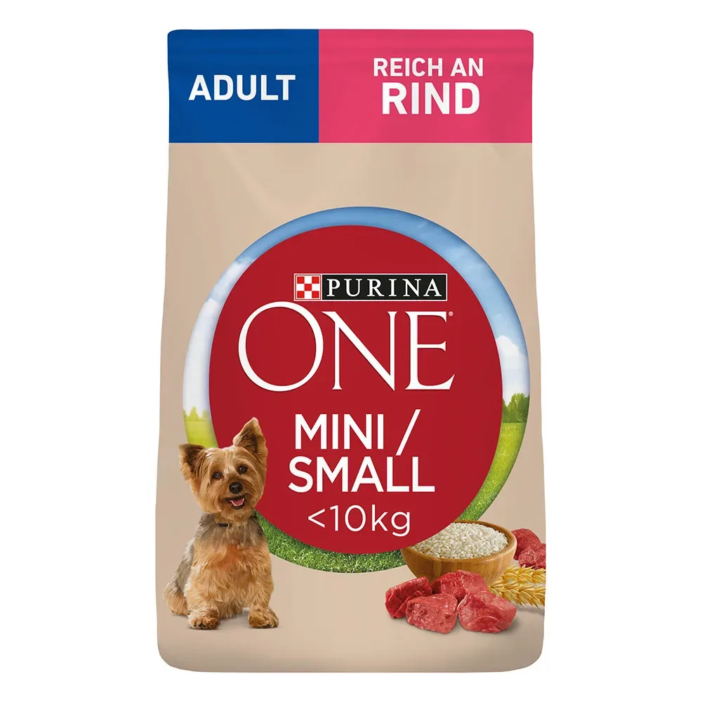PURINA ONE Mini Adult Rind & Reis - Sparpaket: 5 x 800 g