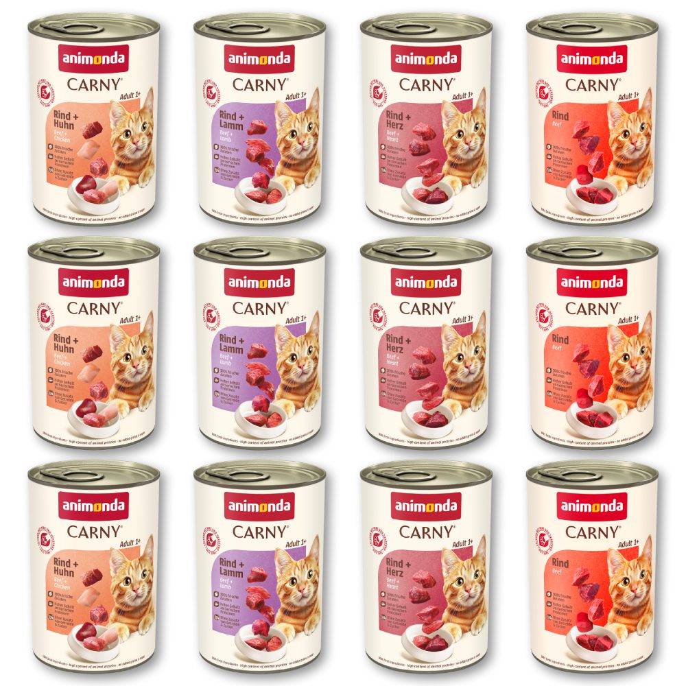 animonda Carny Nassfutter Katze Adult, Mixpaket Fleischauswahl 12x400 g Mixpaket 1