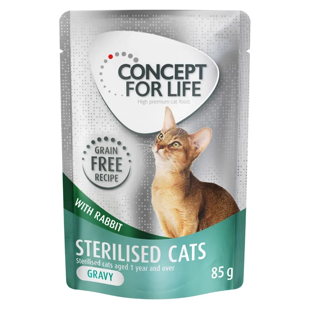 Sparpaket Concept for Life getreidefrei 24 x 85 g - Sterilised Cats Kaninchen - in Sosse