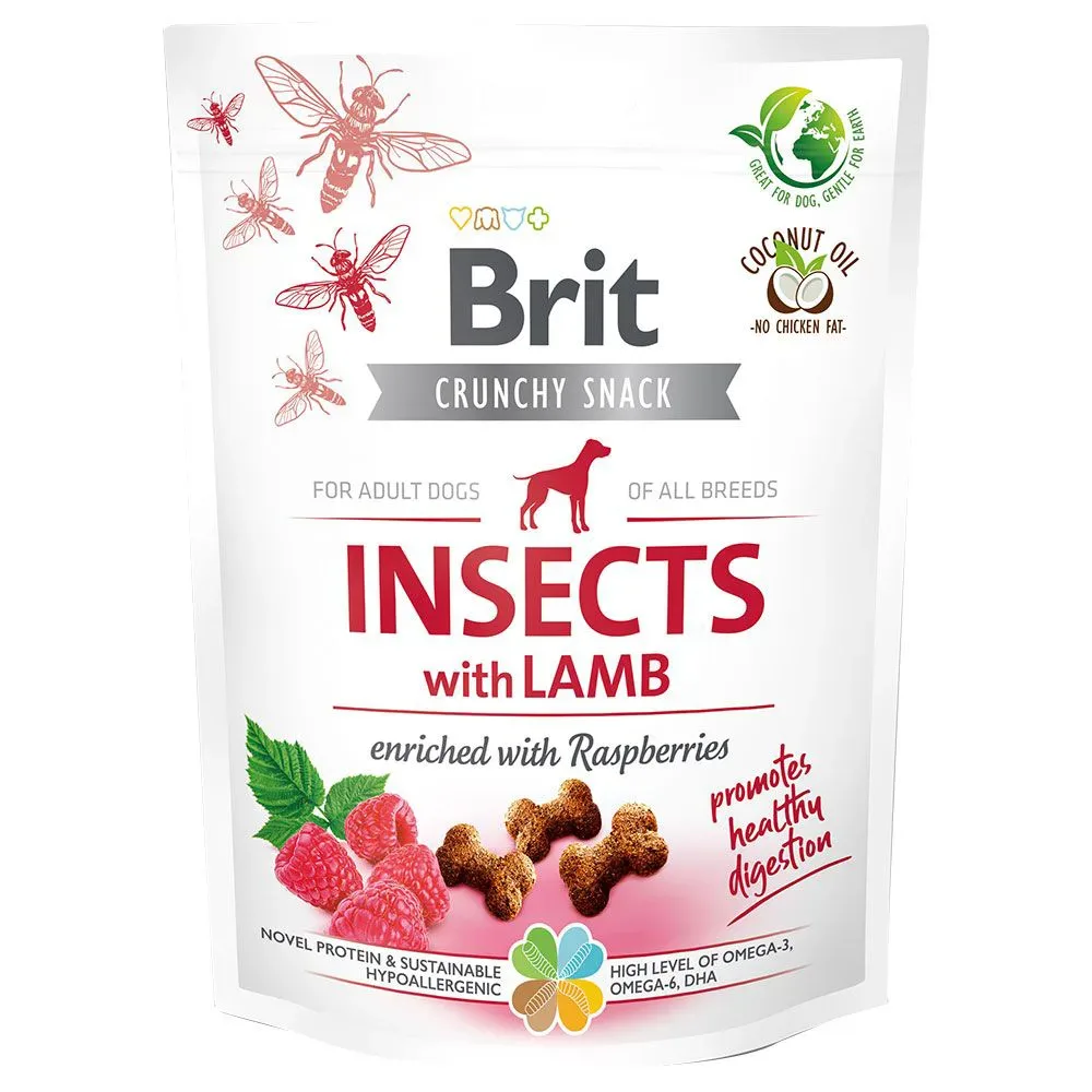Brit Care Crunchy Cracker Insekten, Lamm & Himbeeren - 3 x 200 g
