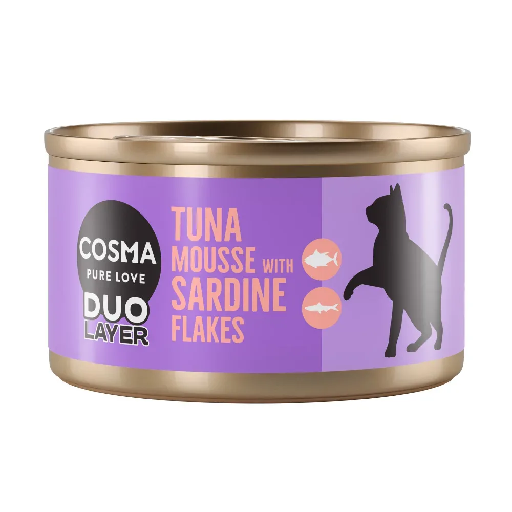 Sparpaket Cosma DUO Layer 24 x 70 g - Thunfischmousse mit Sardinenstückchen