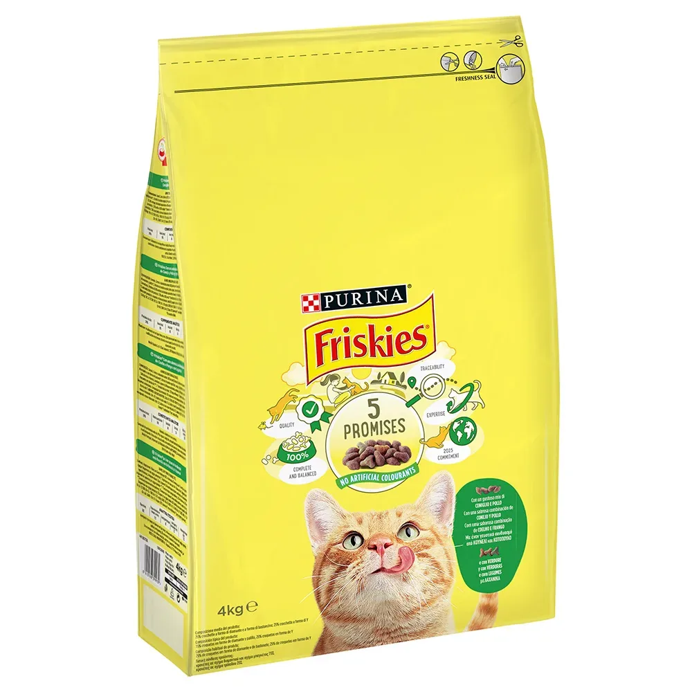 PURINA Friskies Katze mit Kaninchen, Huhn und Gemüse - Sparpaket: 3 x 1,5 kg