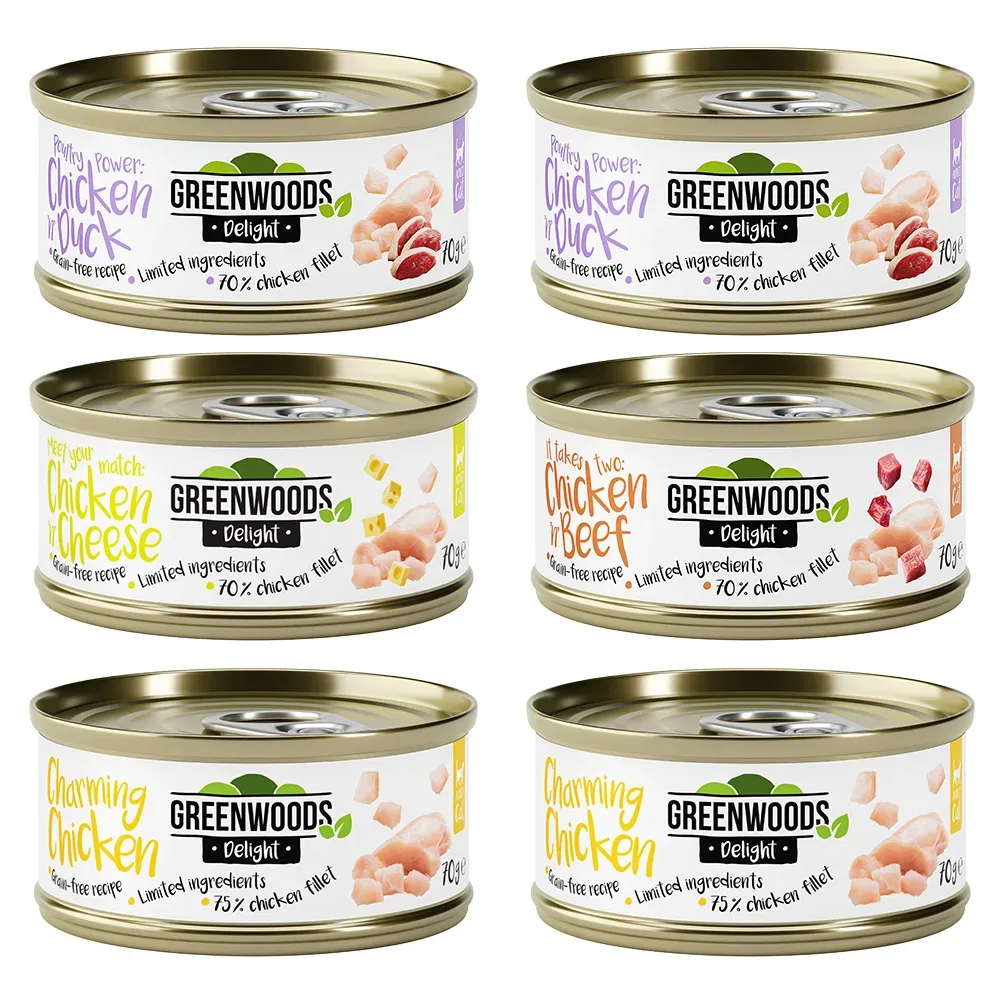 Gemischtes Probierpaket Huhn Greenwoods Delight 6 x 70 g - Mix: 4 Sorten