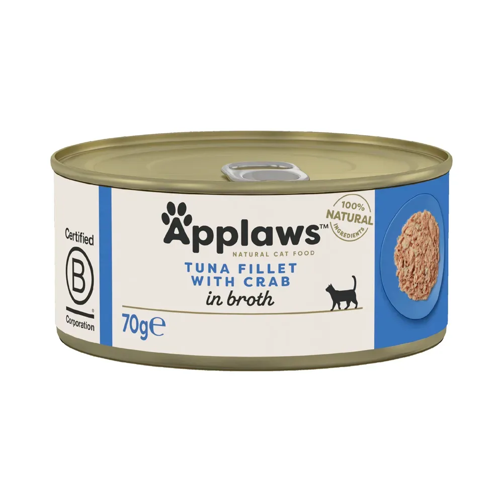 Applaws in Brühe 6 x 70 g - Thunfischfilet & Krabben