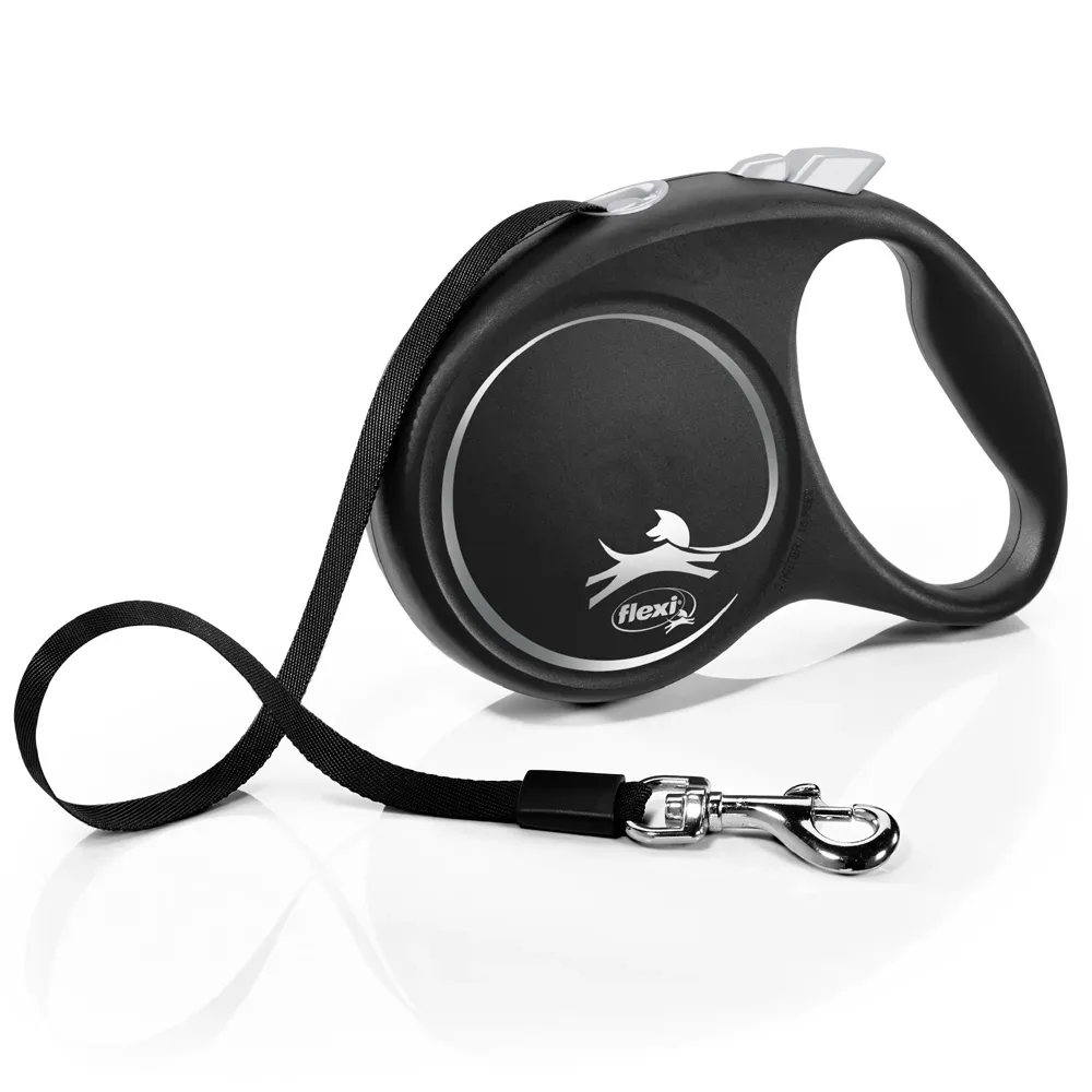 flexi Black Design Gurt-Leine schwarz, 5 m - Grösse L: bis 50 kg