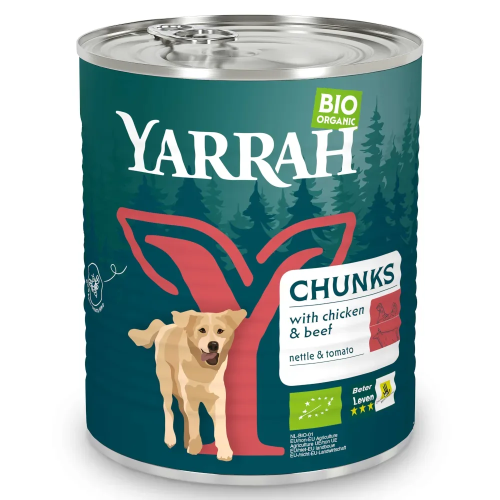 Sparpaket Yarrah Bio 12 x 820 g  - Bio-Rind mit Bio-Brennnesseln & Bio-Tomate in Sosse
