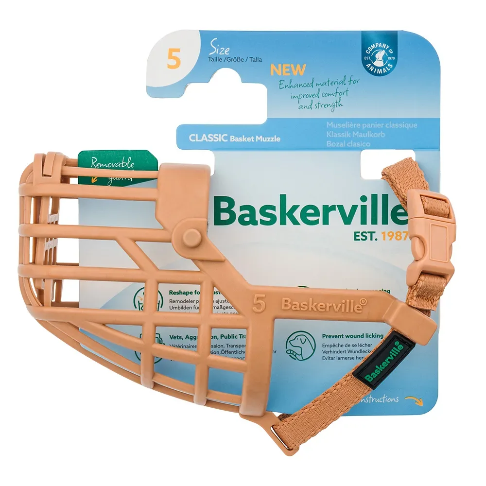 Baskerville Klassik Maulkorb, beige - Größe 5