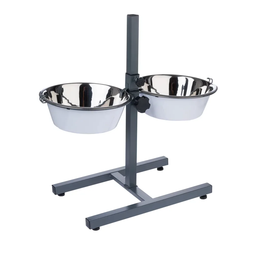 TIAKI Doppelnapf mit verstellbarem Ständer - 2 x 875 ml, Ø 17 cm