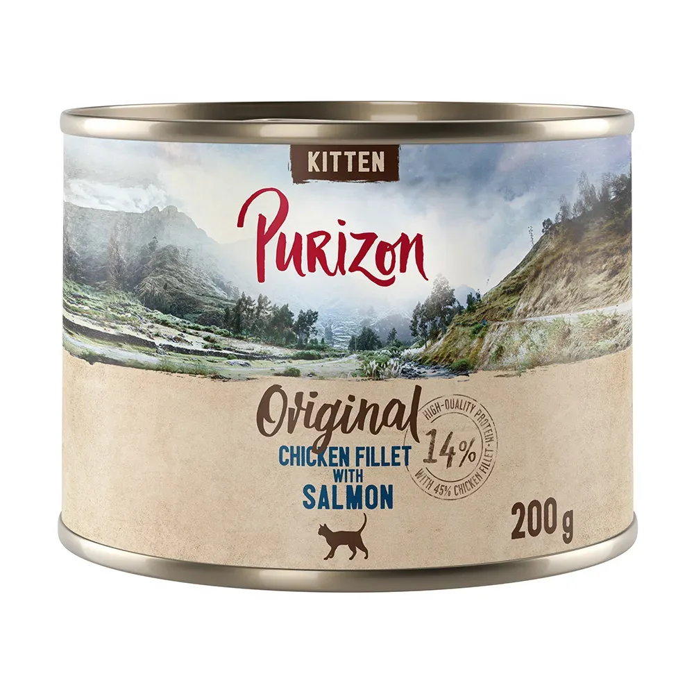 Jetzt probieren: Purizon - getreidefrei - Nassfutter: Kitten Hühnerfilet mit Lachs 6 x 200 g