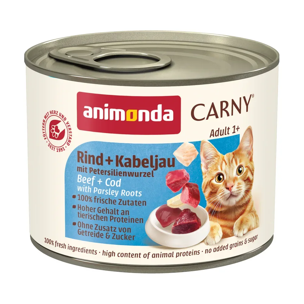 Sparpaket animonda Carny Adult 24 x 200 g - Rind & Kabeljau mit Petersilienwurzel