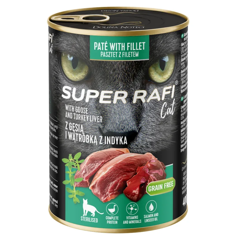 Super Rafi Sterilised Cat 12 x 400 g - Gans & Truthahnleber