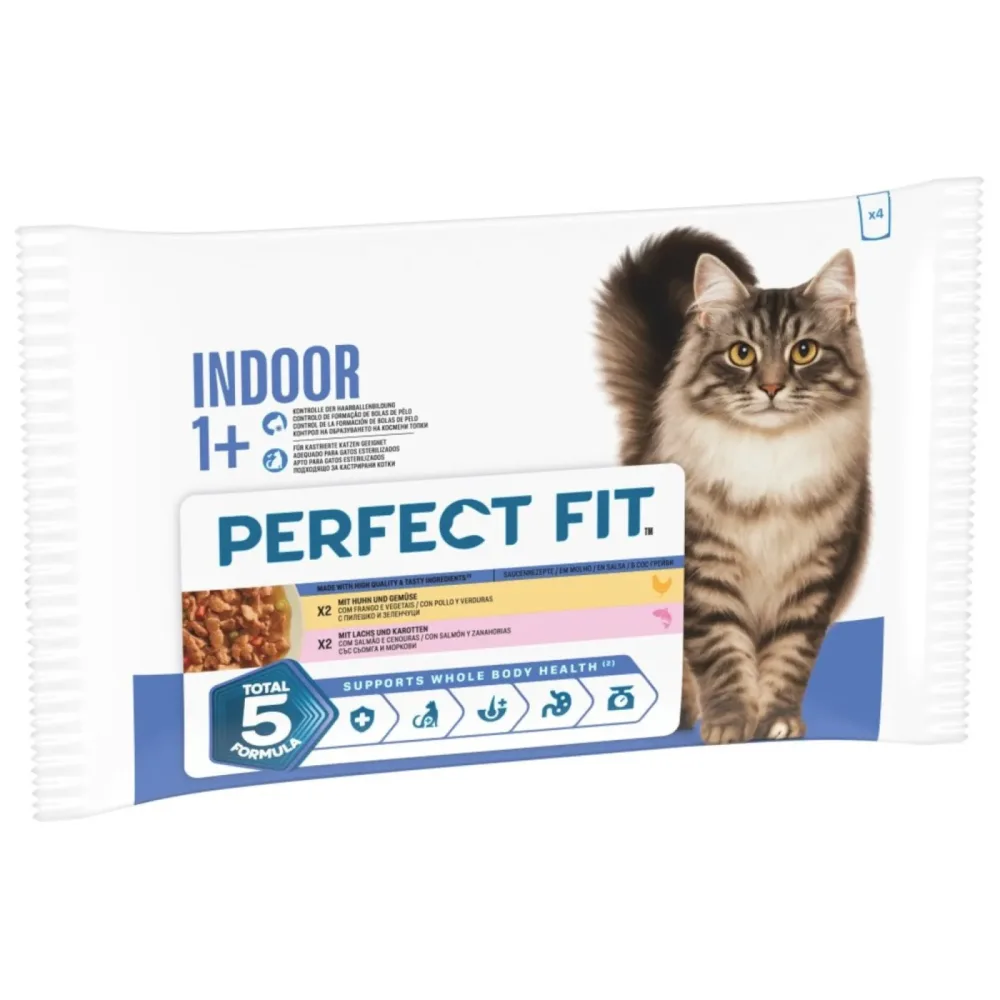 Perfect Fit Indoor 1+ - Huhn & Lachs (4 x 85 g)
