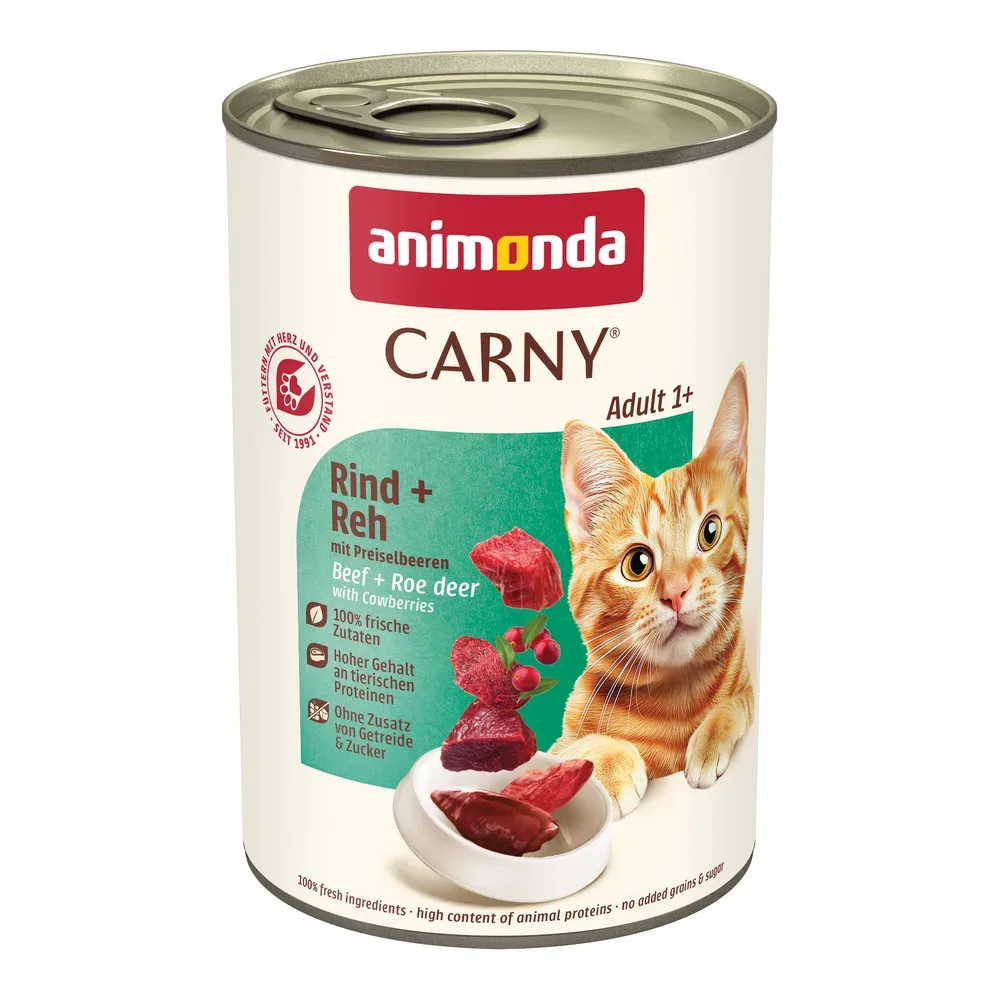Sparpaket animonda Carny Adult 12 x 400 g - Rind & Reh mit Preiselbeeren