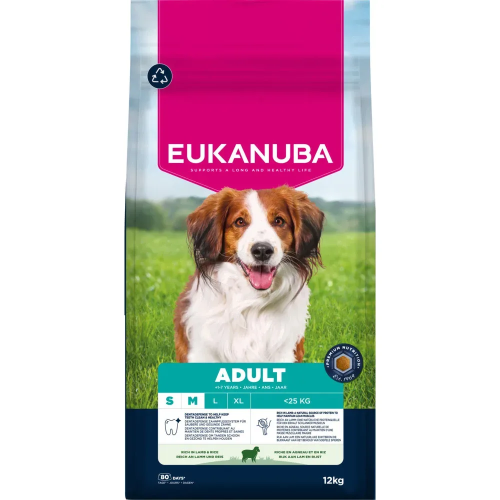 Eukanuba Premium Nutrition Adult Small & Medium Breed Lamm & Reis - Sparpaket: 2 x 12 kg