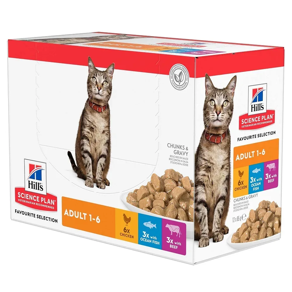 Hill's Science Plan Adult Lamm & Reis - Ergänzend: 12 x 85 g Hill's Science Plan Mixpaket Huhn, Seefisch, Rind
