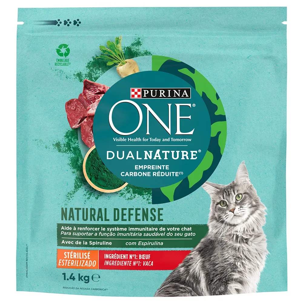 PURINA ONE Dual Nature Sterilized Rind mit Spirulina - Sparpaket: 3 x 1,4 kg