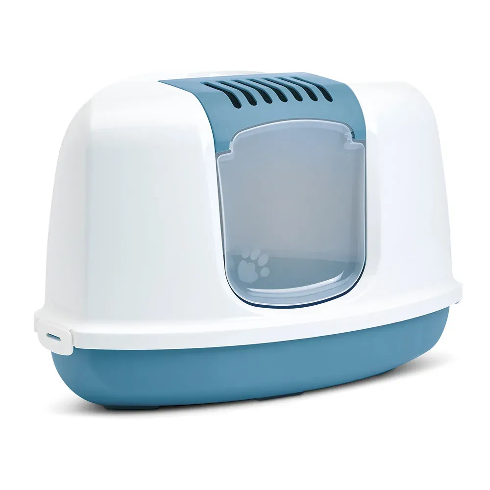 Savic Katzentoilette Nestor Corner - Starterset: Toilette blau/weiss + 2 extra Filter + 12 Bag it up