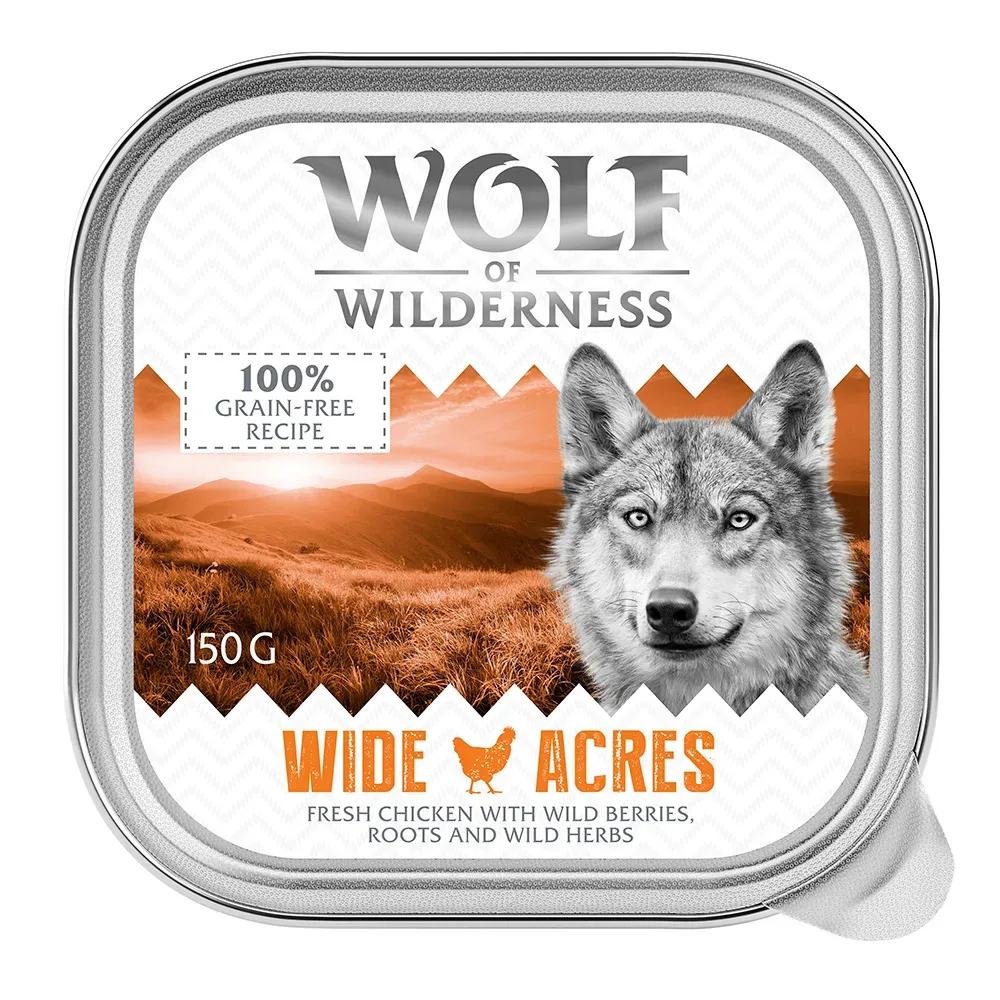Sparpaket Wolf of Wilderness MINI Adult 24 x 150 g - Schale - Wide Acres - Huhn
