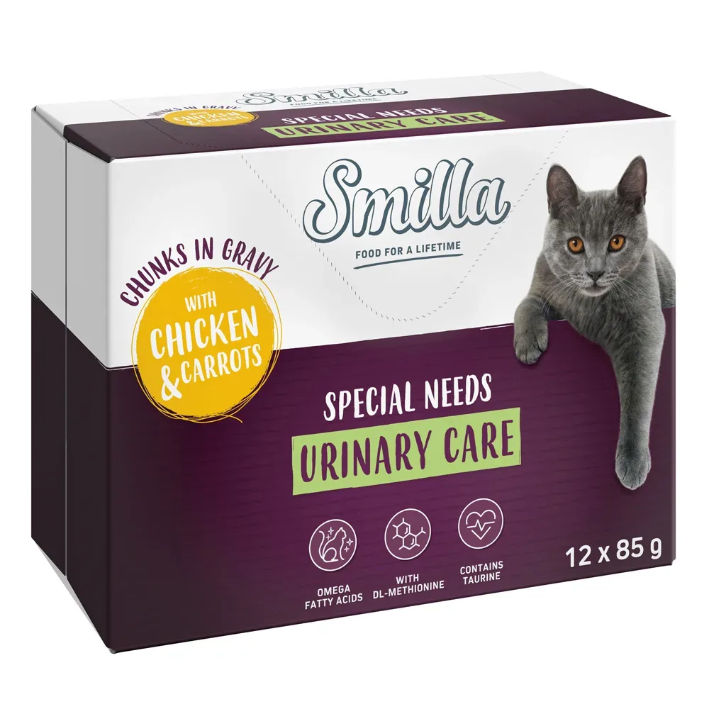 Smilla Frischebeutel Urinary Care Häppchen in Sauce mit Gemüse -  Huhn und Karotte (12 x 85 g)