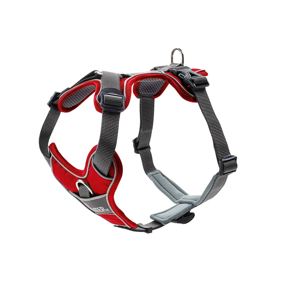 HUNTER Geschirr Divo, rot/grau - Grösse M: 56-73 cm Brustumfang