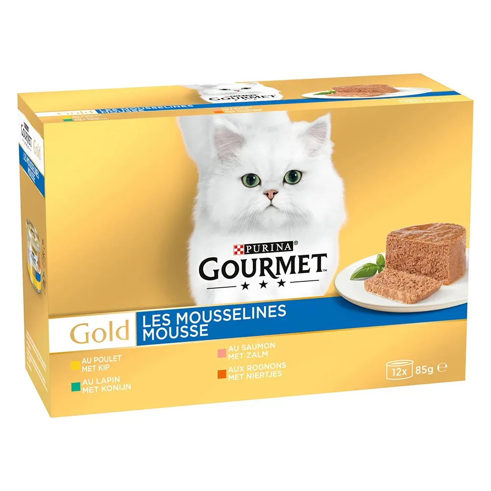 Jumbopack Gourmet Gold Feine Pastete 96 x 85 g - Mix (Kaninchen, Huhn, Lachs, Nieren)