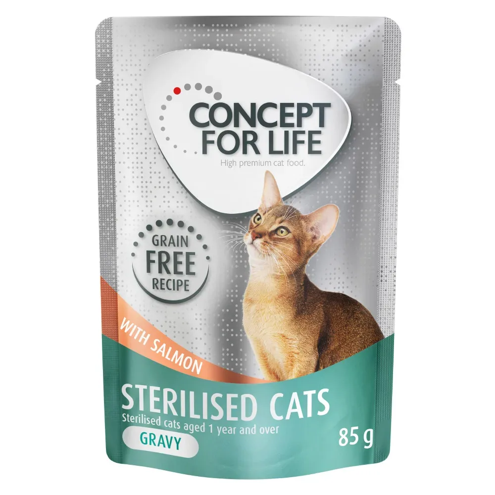 Concept for Life Sterilised Cats Lachs getreidefrei - in Sosse - Sparpaket: 24 x 85 g