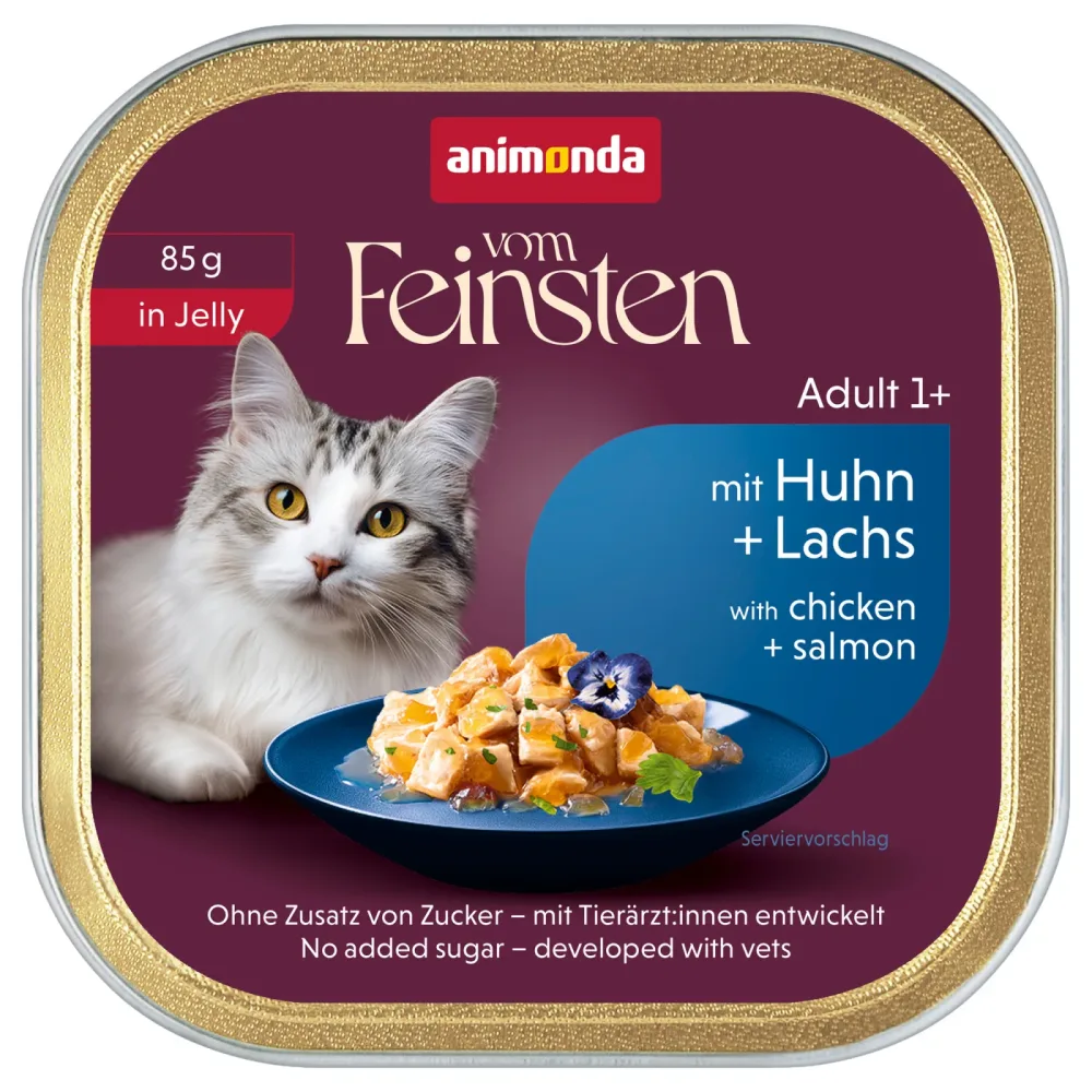 animonda vom Feinsten Adult 32 x 85 g - Huhn & Lachs in Gelee