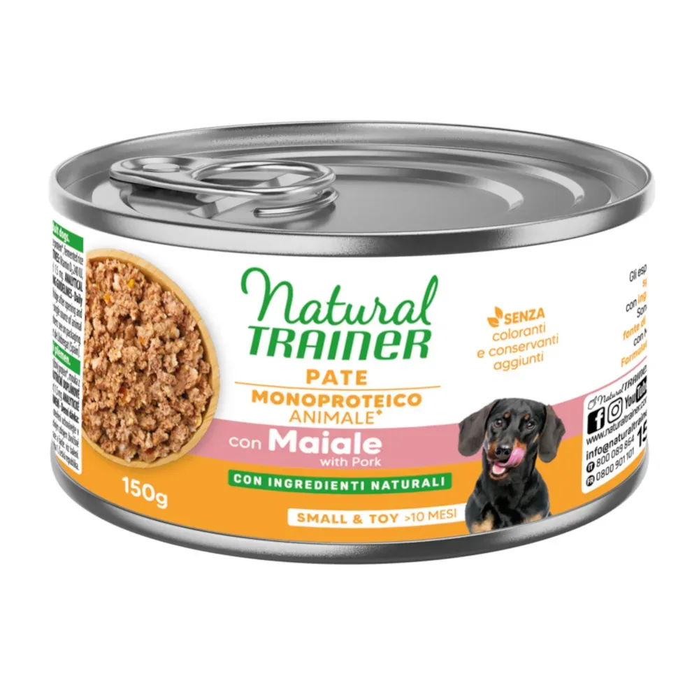 Natural Trainer Pate Monoproteico Small & Toy Adult - Sparpaket: 24 x 150 g Schweinefleisch