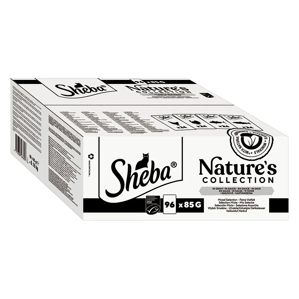 Sheba Nature's Collection in Sauce Protein ausgewachsen Portionsbeutel 96 x 85 g - Feine Vielfalt (Huhn, Truthahn, Thunfisch, Lachs)