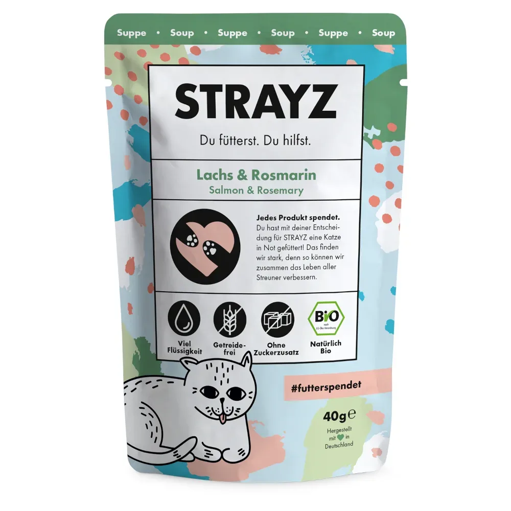 STRAYZ BIO Suppe 14 x 40 g - Bio-Lachs & Bio-Rosmarin