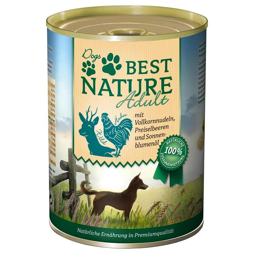 Sparpaket Best Nature Dog Adult 12 x 400 g - Wild, Huhn & Nudeln