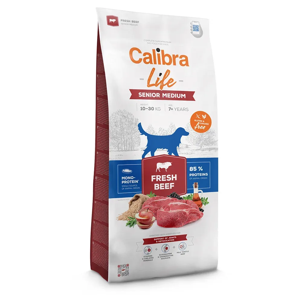 Calibra Life Senior Medium Breed mit frischem Rind - Sparpaket: 2 x 12 kg