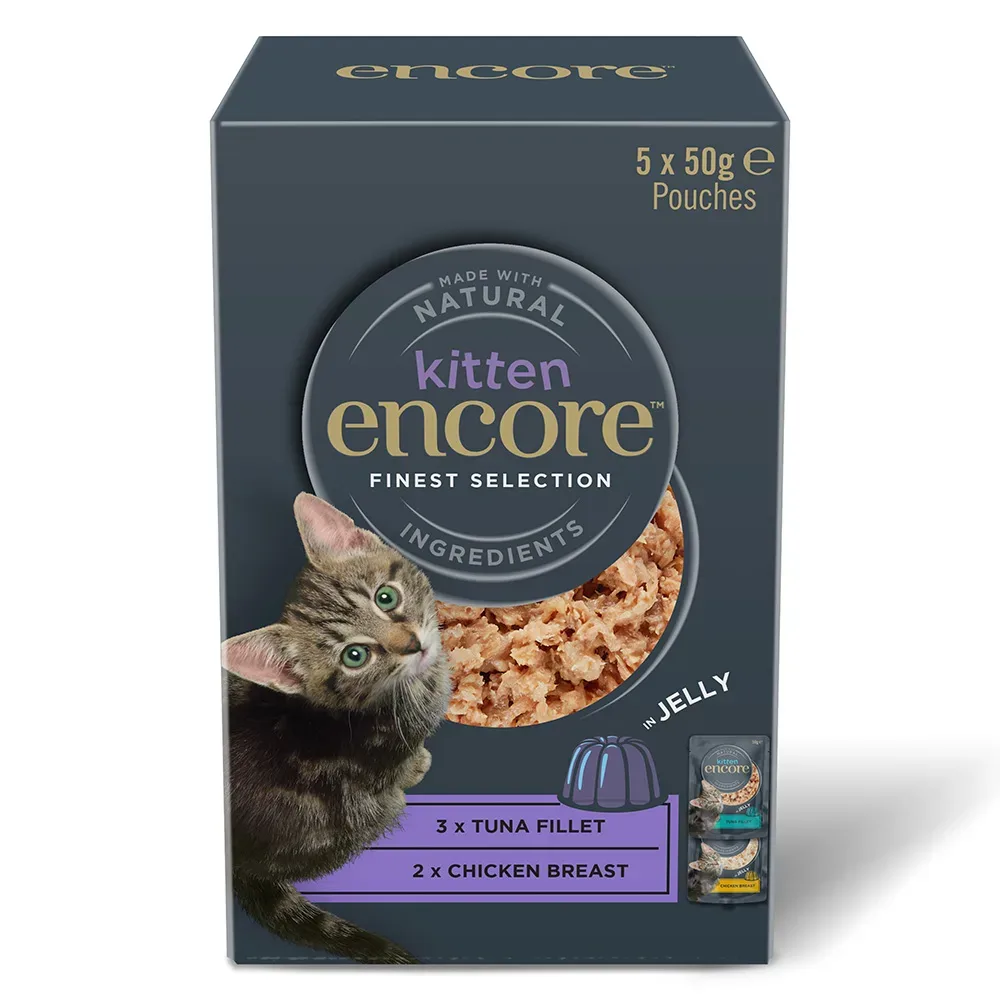 Encore Kitten Jelly Pouch 5 x 50 g - Feinste Auswahl (2 Sorten)