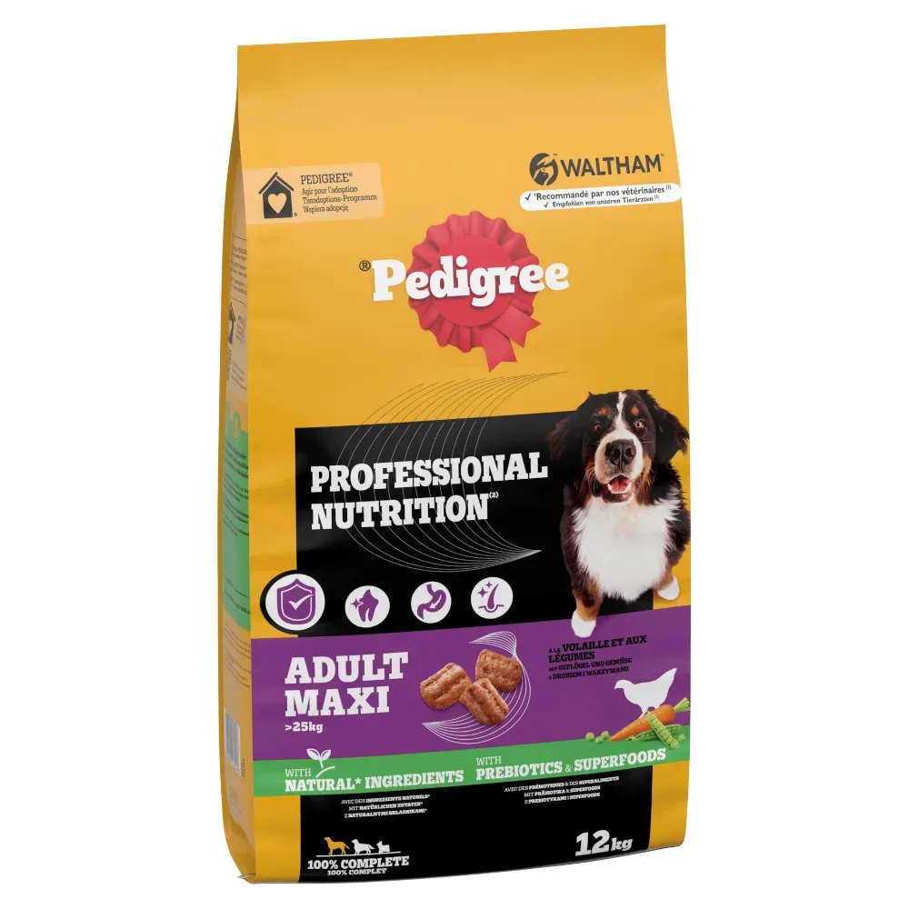 Pedigree Professional Nutrition Adult Maxi >25kg mit Geflügel & Gemüse - 12 kg