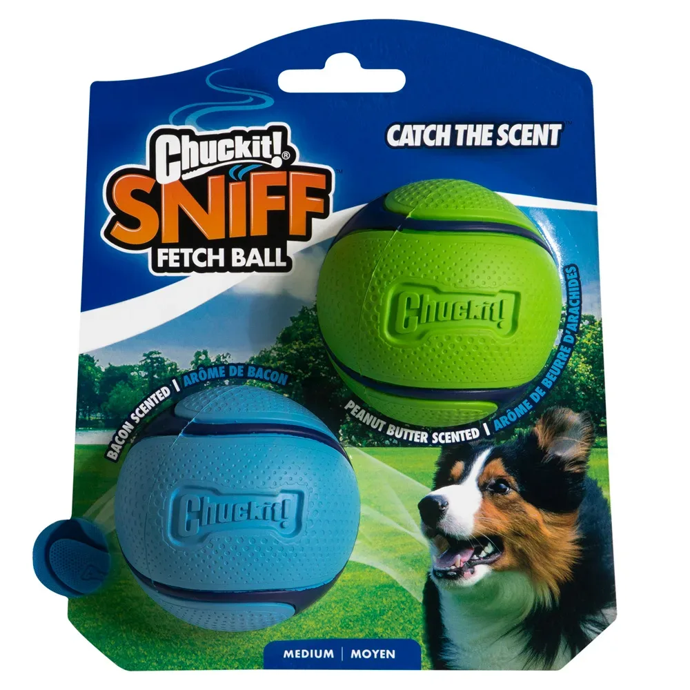 Chuckit! Sniff Fetch Ball Duo Pack - Grösse M: 2 x ca. Ø 6,5 cm