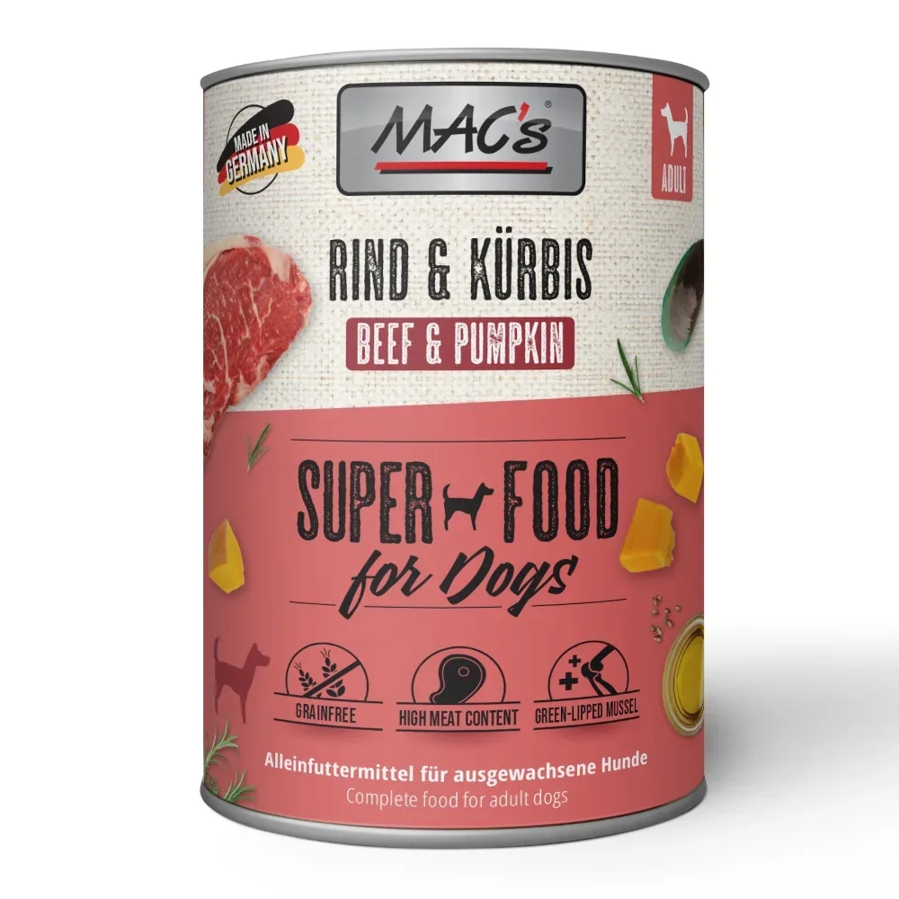 MAC's Adult Superfood 6 x 400 g - Rind & Kürbis