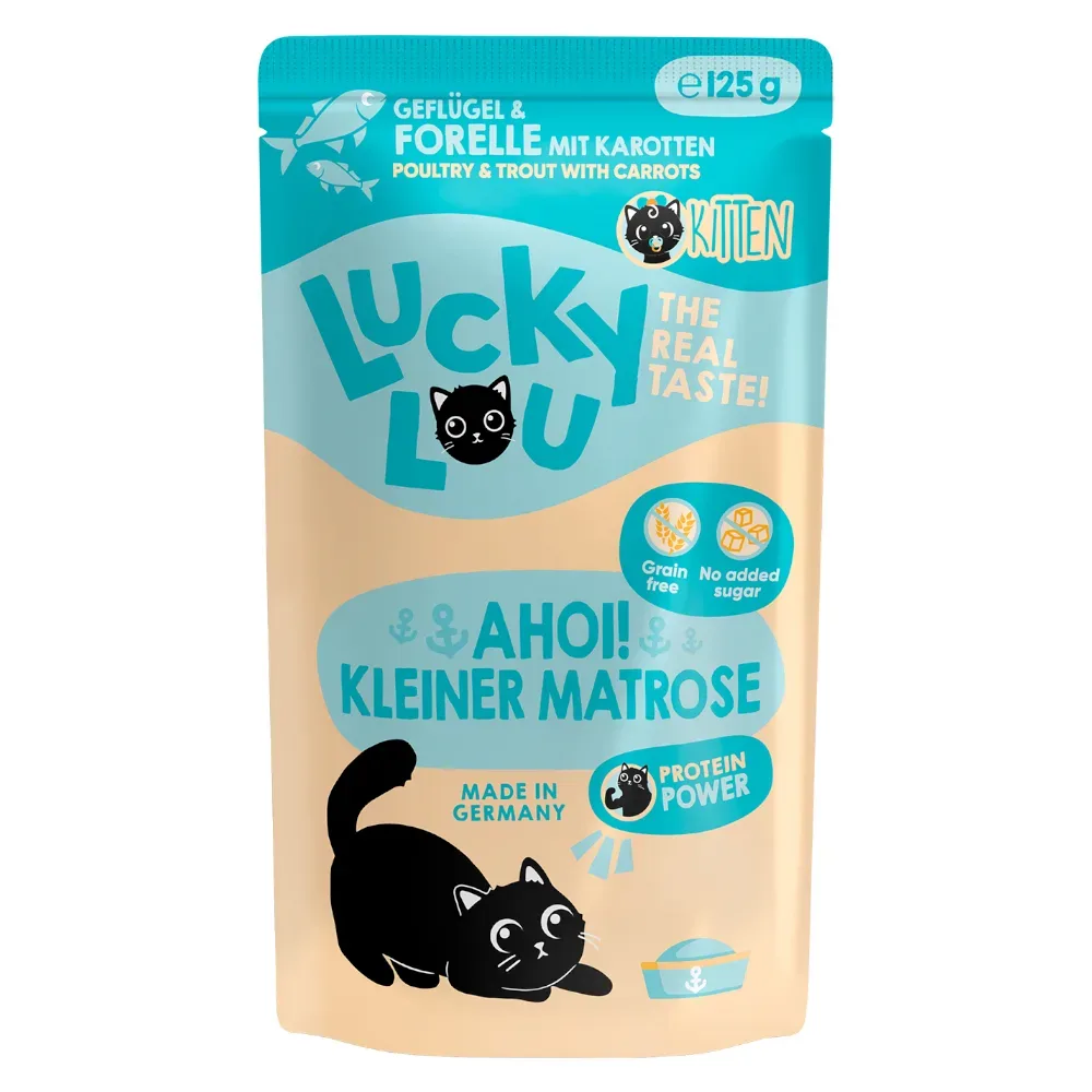 Lucky Lou Kitten 16 x 125 g - Geflügel & Forelle