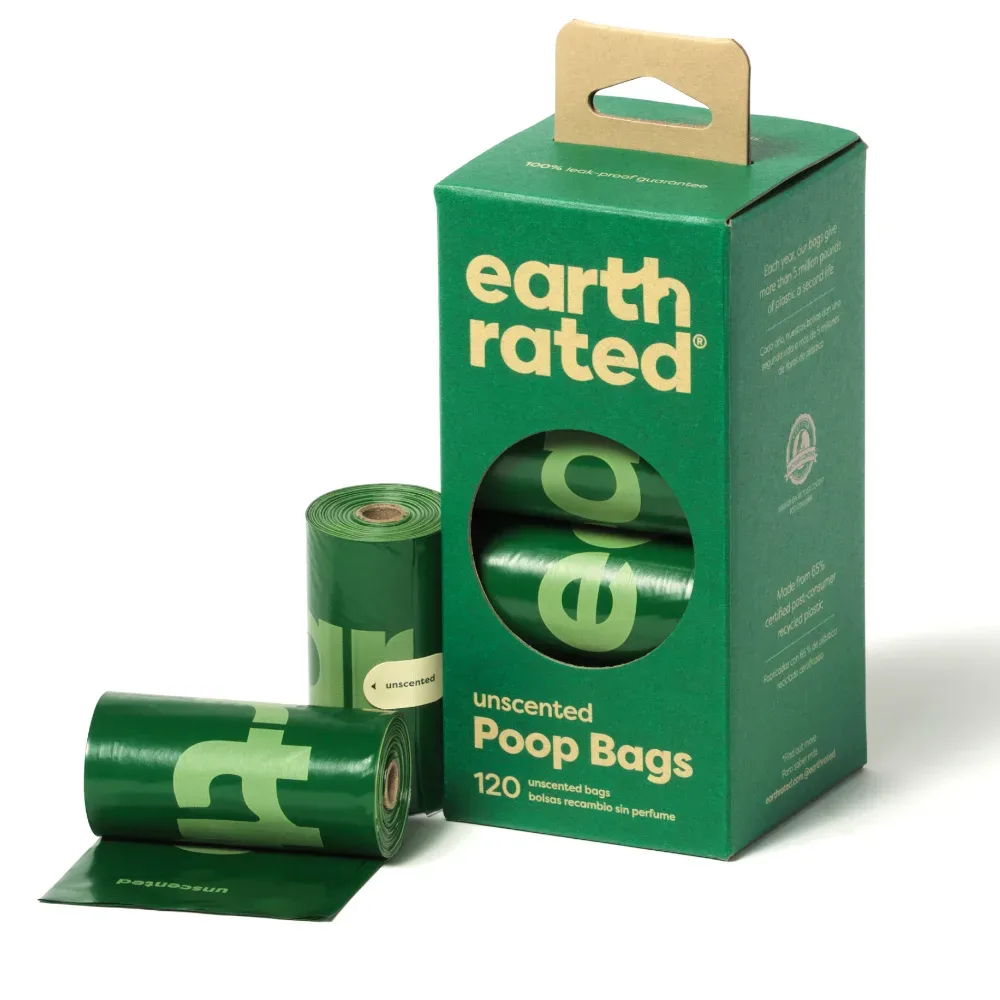 Earth Rated Hundekotbeutel Rollen - 8 Rollen à 15 Beutel, Lavendel (120 Beutel)