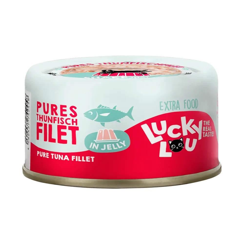 Lucky Lou Extra Food in Jelly 12 x 70 g - Thunfischfilet mit Shrimps