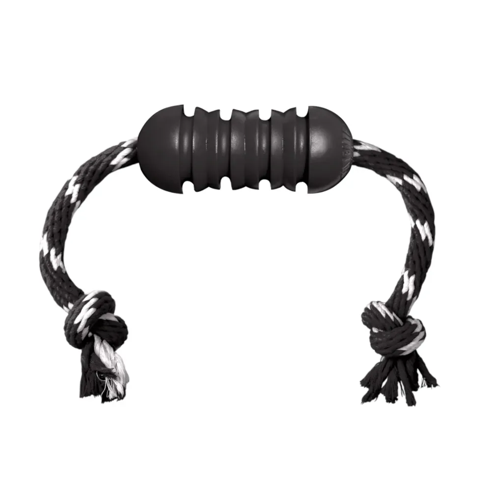 KONG Extreme Dental Hundespielzeug mit Seil - Grösse M: ca. L 46 x Ø 5 cm