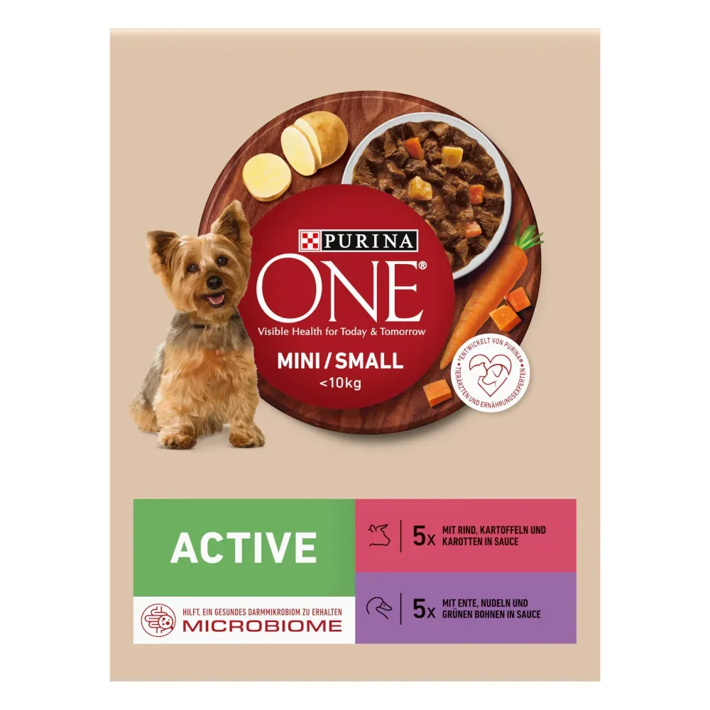 Purina ONE Mini Active Rind & Ente - Sparpaket: 12 x 85 g