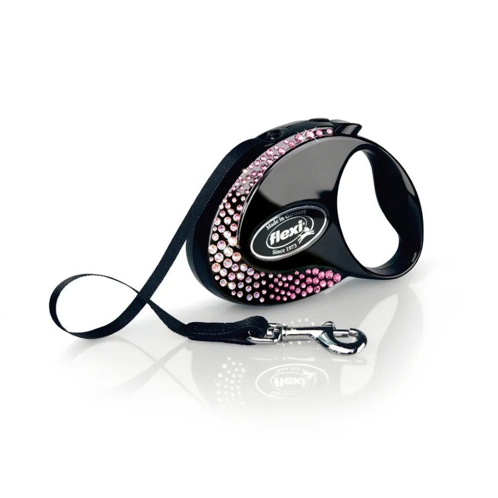 flexi Glam Composition Gurtleine, schwarz - Grösse M: bis 20 kg (5 m)