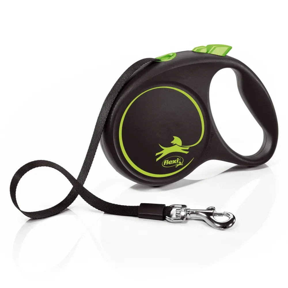 flexi Black Design Gurtleine grün, 5 m - Grösse M: bis 25 kg