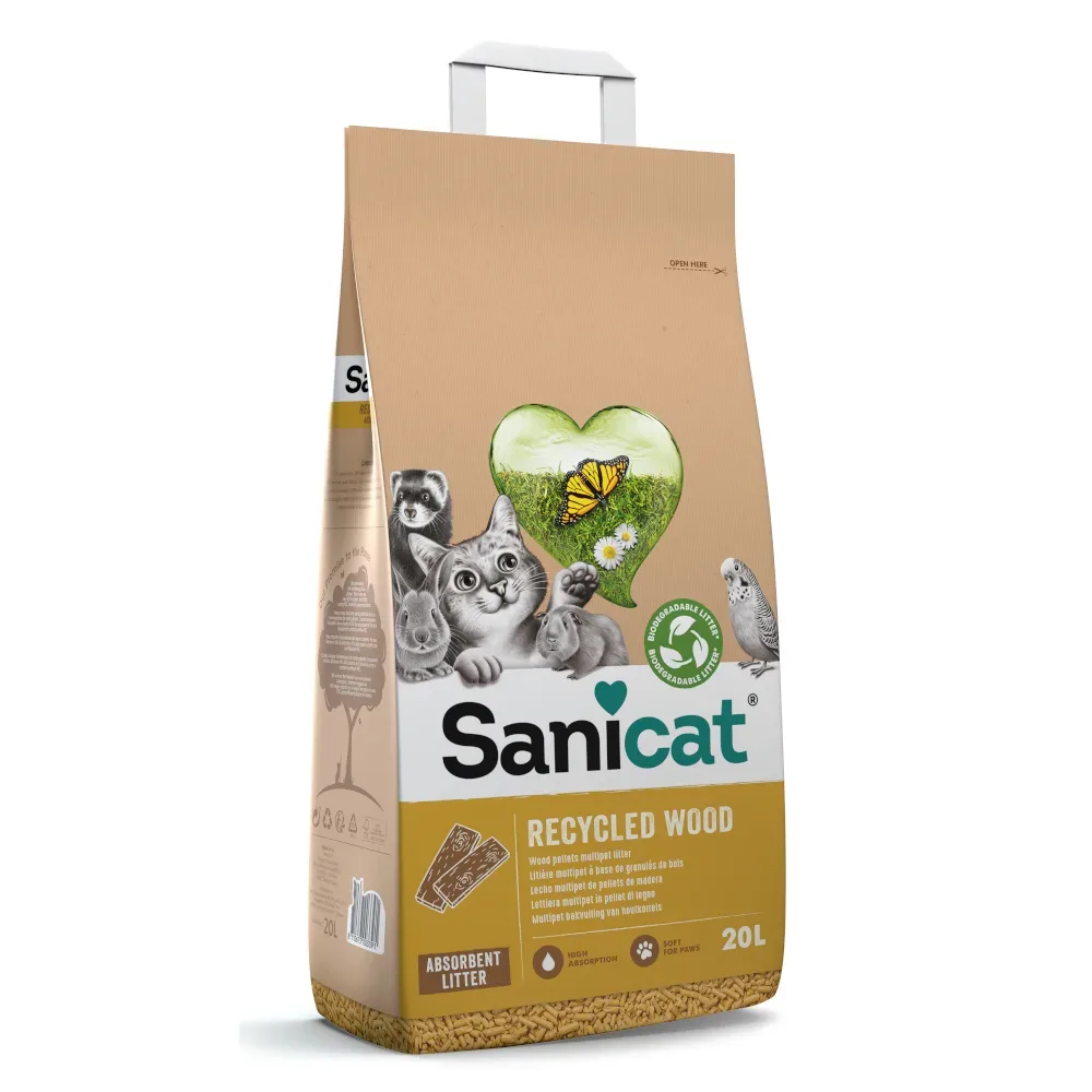 Sanicat Recycled Wood Katzenstreu - Sparpaket: 2 x 20 l
