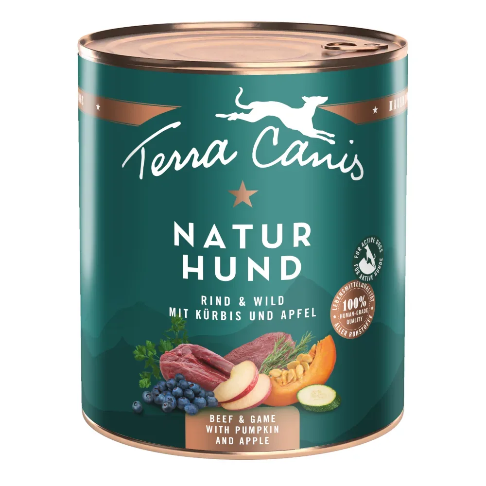 Terra Canis Naturhund 6 x 800 g - Rind & Wild mit Kürbis & Apfel