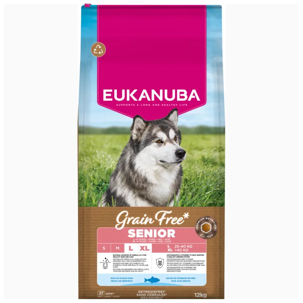 Eukanuba Grain Free Senior Large & Giant mit Seefisch - 12 kg