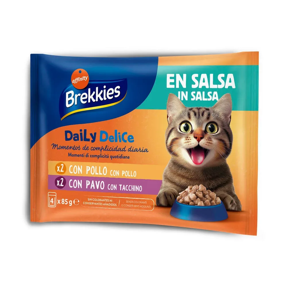 Brekkies Daily Delice 4 x 85 g - Lachs & Thunfisch in Gelee