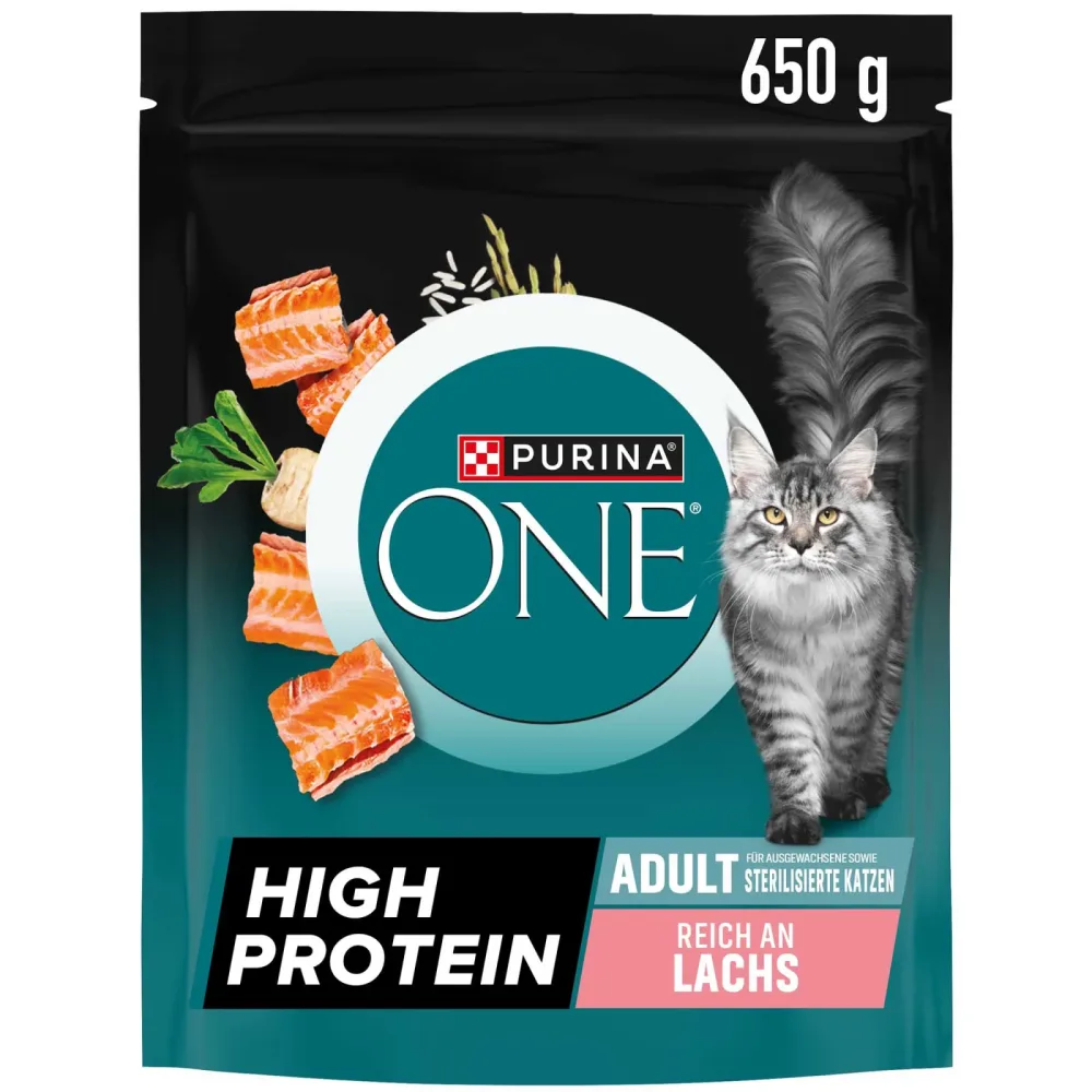 Zum Sonderpreis! PURINA ONE High Protein 2 x 650 g - Lachs