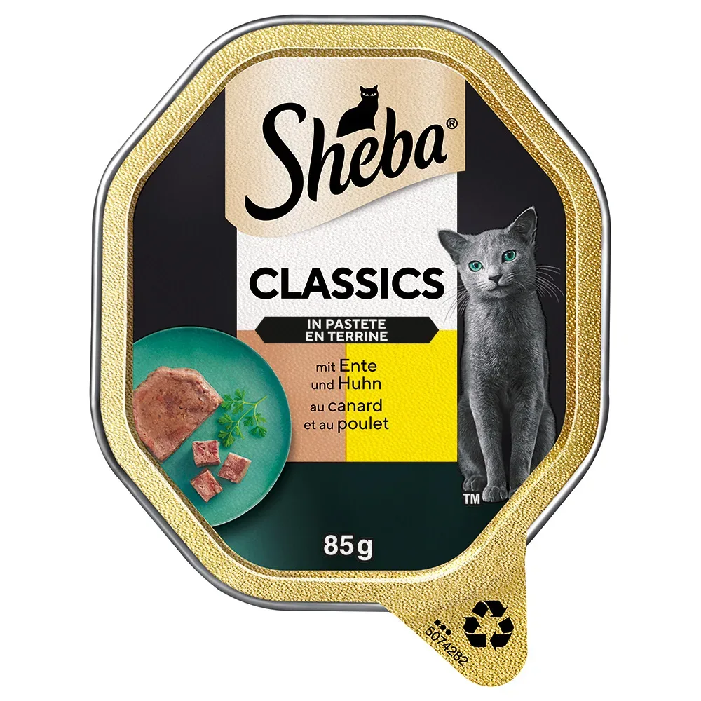 Megapack Sheba Schale 22 x 85 g - Classics in Pastete Ente und Huhn