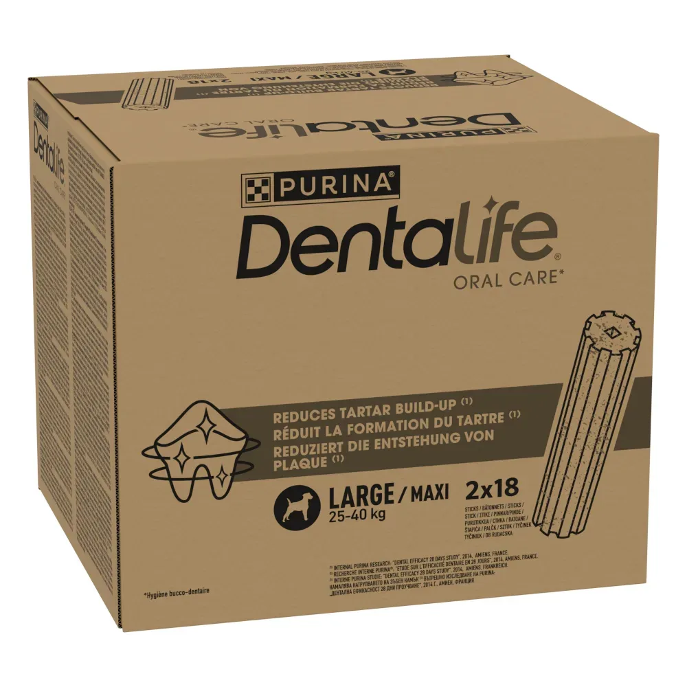 PURINA Dentalife Tägliche Zahnpflege-Snacks für grosse Hunde (25-40 kg) - 36 Sticks  (12 x 106 g)